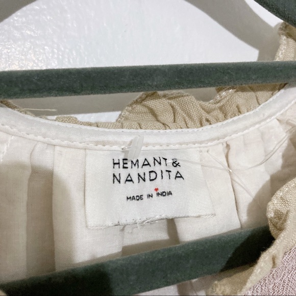 Hemant & Nandita Mana Stripe Ivory Mini Long Sleeve Tassel Dress Size M NWOT - Picture 3 of 10